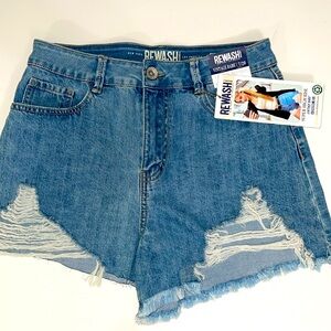 NEW Rewash NY super high-rise vintage babe blue Jean shorts, rough edge.  Size 7